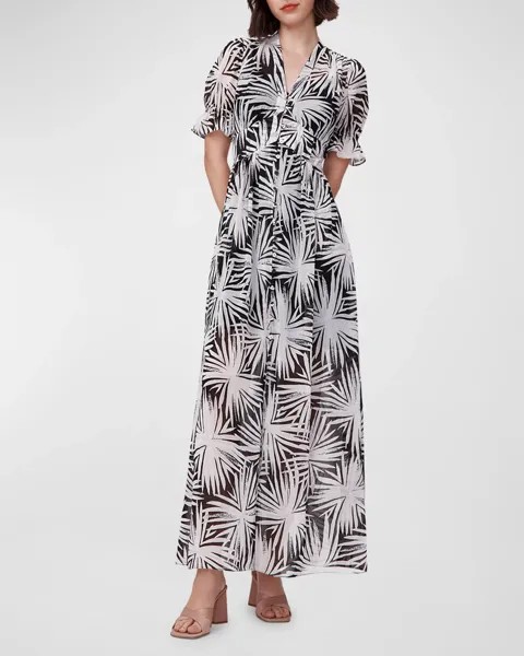 Платье макси с пышными рукавами и ботаническим принтом Erica Diane von Furstenberg, цвет Sea Holly Blk Lg