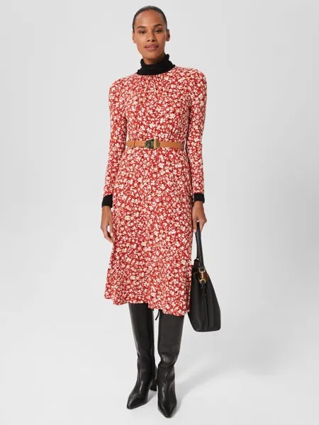 Платье миди с цветочным принтом Hobbs Petite Sian, Sienna/Multi
