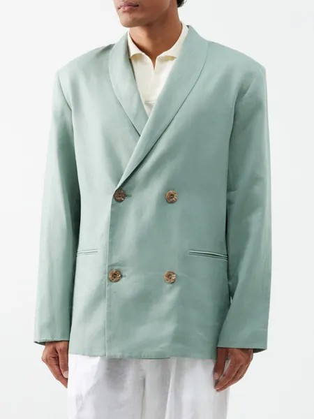Двубортный льняной пиджак Albus Lumen, зеленый