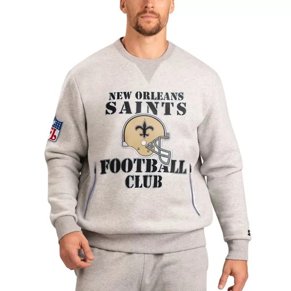 Мужской серый пуловер New Orleans Saints Locker Room Throwback End Zone Starter