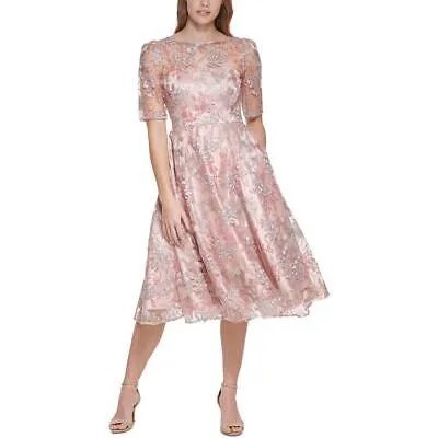 Женское розовое коктейльное платье миди с вышивкой Eliza J, облегающее и расклешенное, 4 BHFO 2833