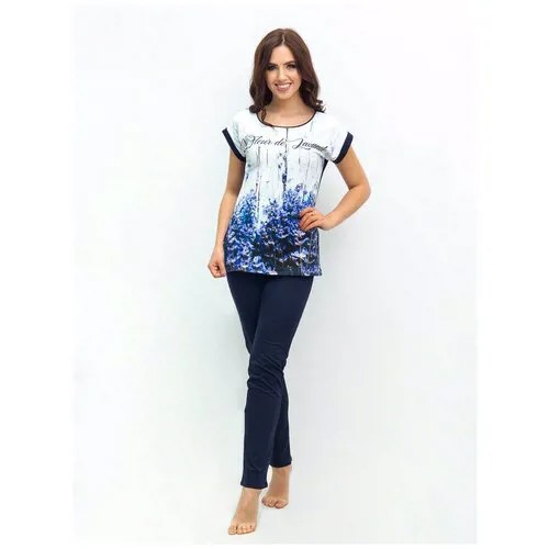 Комплект Style Margo, футболка, брюки, размер 44, синий