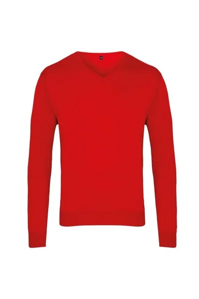 Вязаный свитер с V-образным вырезом Premier, красный