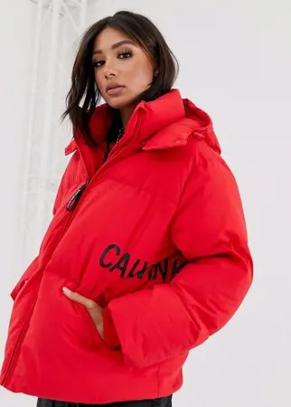 Дутая куртка с логотипом Calvin Klein Jeans-Красный