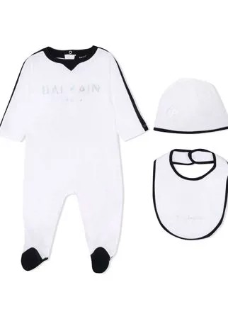 Balmain Kids комплект из пижамы, шапки и нагрудника с логотипом