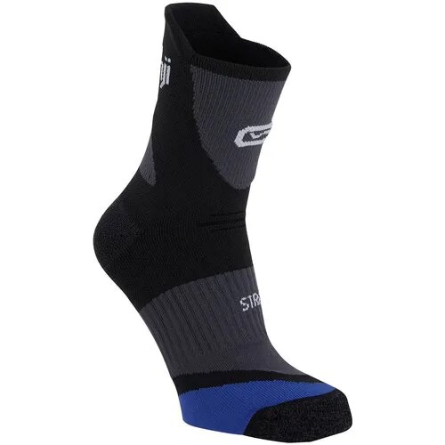 Носки уплотненные высокие для бега RUN900 STRAP серо-синие, размер: EU45/46, цвет: Черный/Серая Пропасть/Индиго KIPRUN Х Декатлон