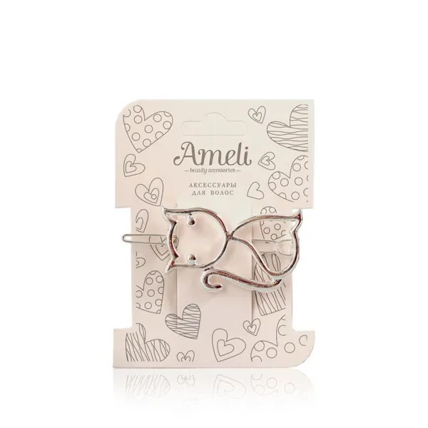 Заколка-зажим женская Ameli Кошка золотистая
