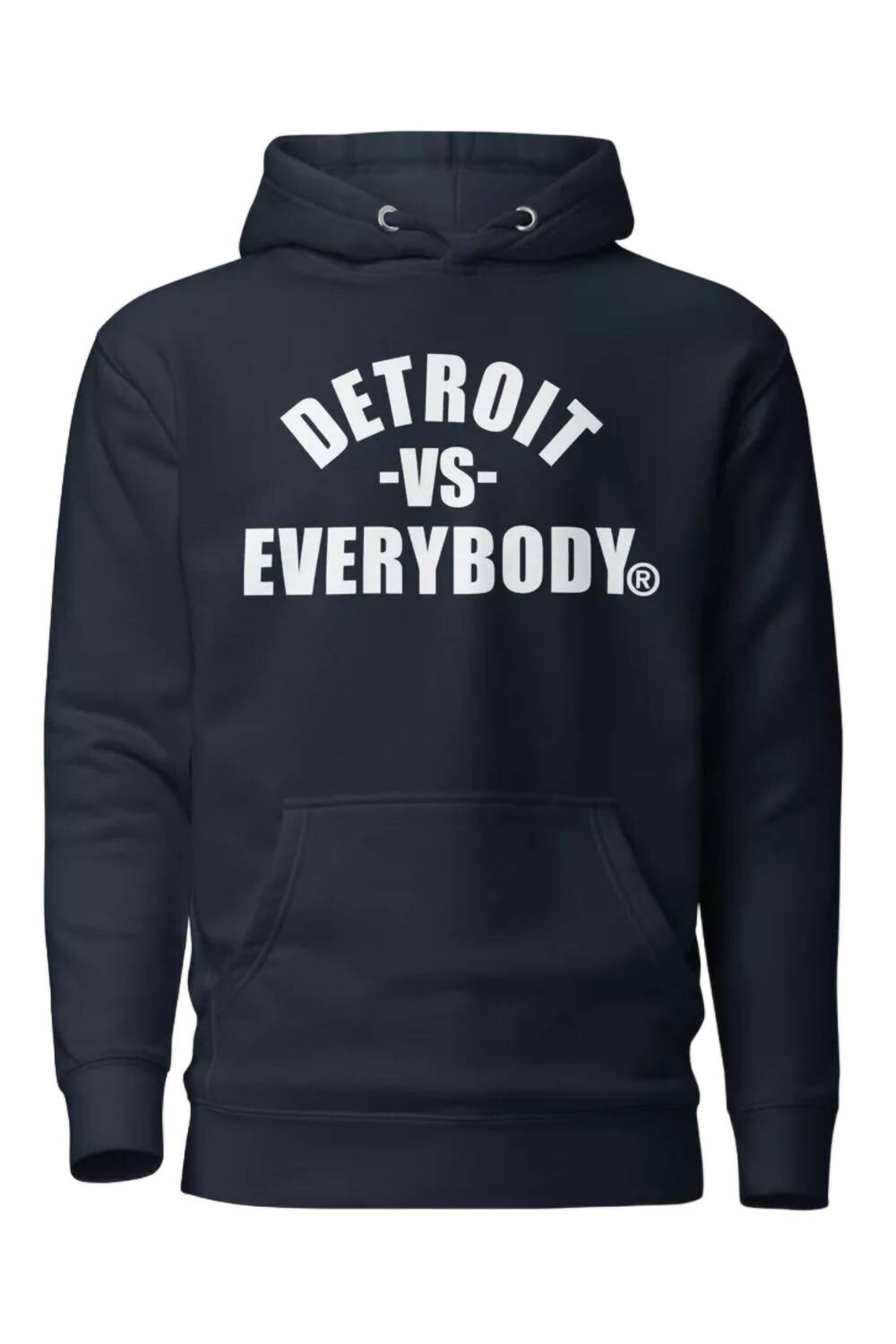 Синий свитшот с худи унисекс Detroit VS EVERYBODY, синий