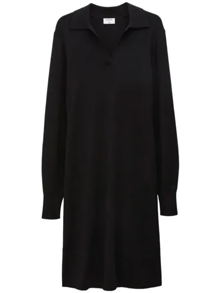 Filippa K трикотажное платье с воротником поло и вышитым логотипом, черный