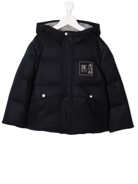 Brunello Cucinelli Kids пуховик с нашивкой-логотипом