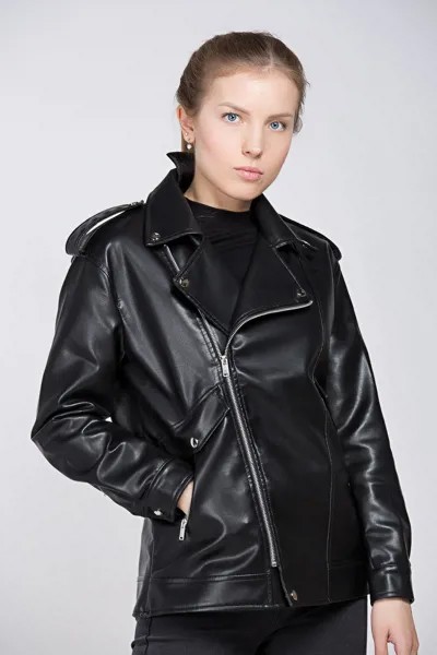 Куртка женская к/з AFTF BASIC W2140 (XL, Черный)