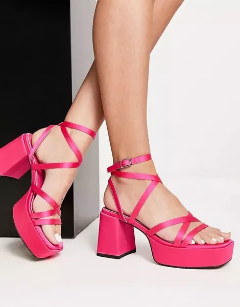 Босоножки ASOS DESIGN Hutton Strappy Platform Heeled, розовый