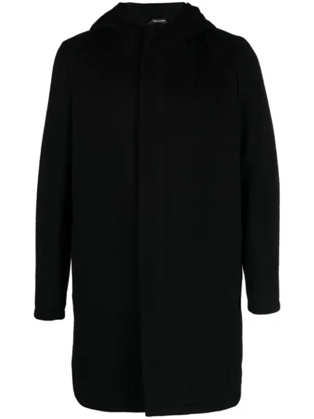 Tagliatore однобортное пальто с капюшоном, черный
