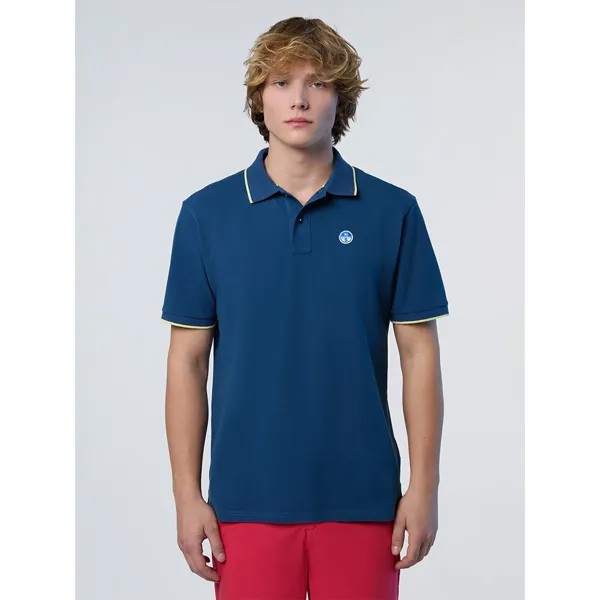 Поло North Sails Collar W Striped In Contrast, синий
