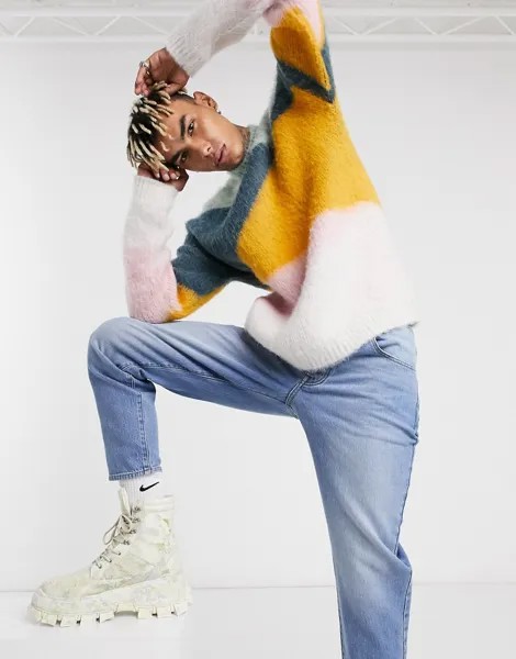 Oversized-джемпер из фактурной пряжи с комбинированным узором ASOS DESIGN-Многоцветный