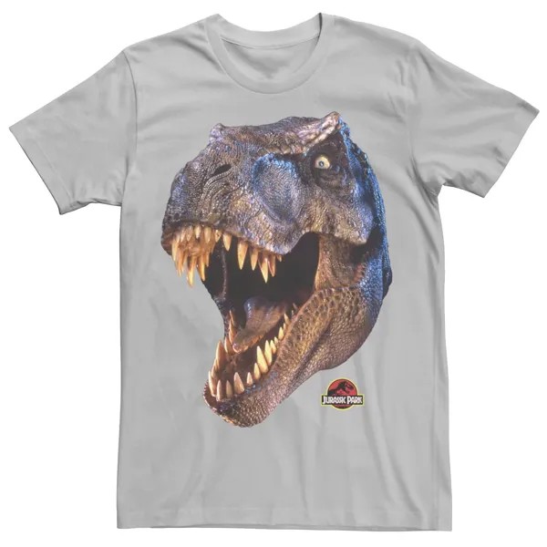 Мужская футболка Jurassic Park T-Rex Head Roar Licensed Character, серебристый