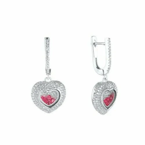 Серьги ELEMENT47, серебро, 925 проба, фианит, стекло