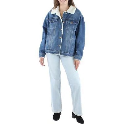 Lola Jeans Женское синее джинсовое пальто из шерпа Джинсовая куртка Верхняя одежда L BHFO 2997