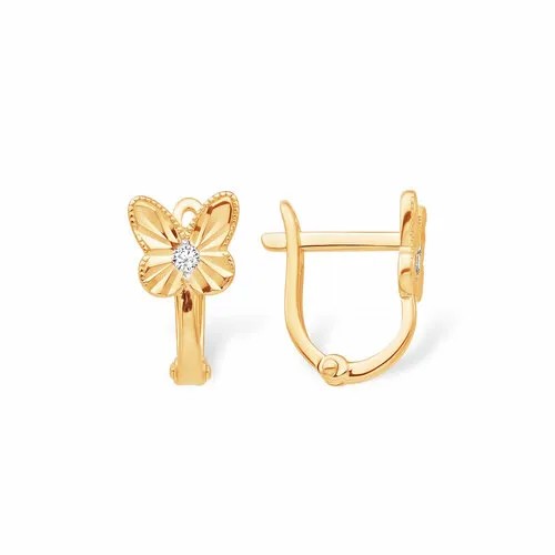 Серьги Яхонт, красное золото, 585 проба, фианит, , бесцветный