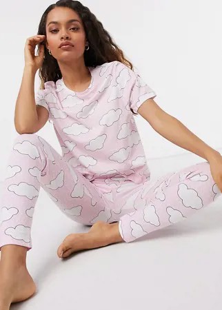 Пижамные леггинсы и футболка в розовых тонах ASOS DESIGN Petite exclusive-Розовый