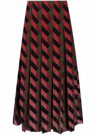 Salvatore Ferragamo шелковая юбка миди с геометричным принтом