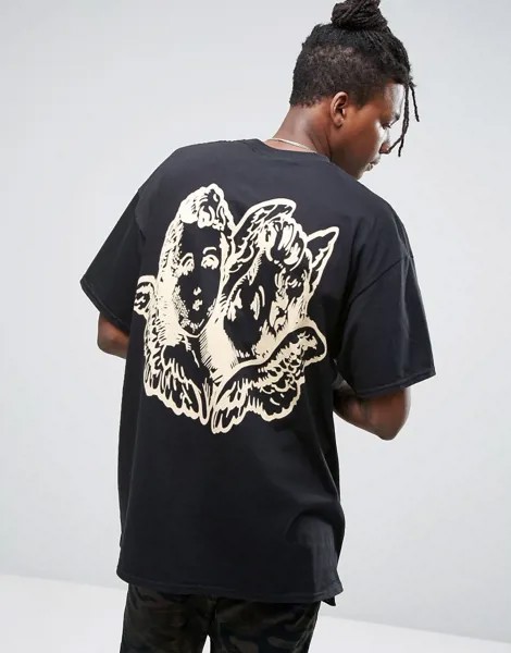 Oversize-футболка с принтом на спине HNR LDN-Черный