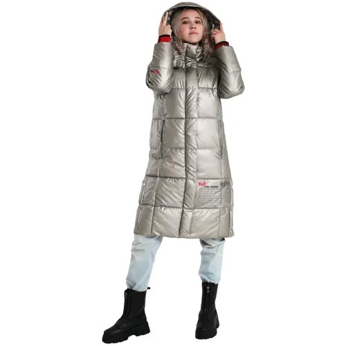 Куртка  New Sheek, демисезон/зима, удлиненная, силуэт прямой, размер L, серебряный