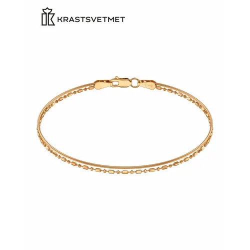 Браслет-цепочка Krastsvetmet, красное золото, 585 проба, длина 19 см.