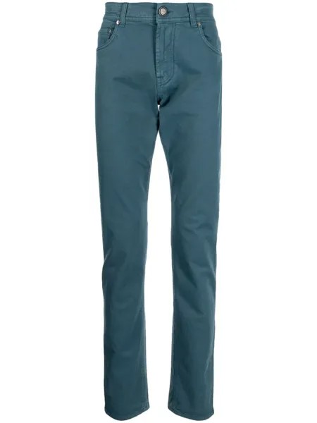 Corneliani зауженные брюки с завышенной талией, синий
