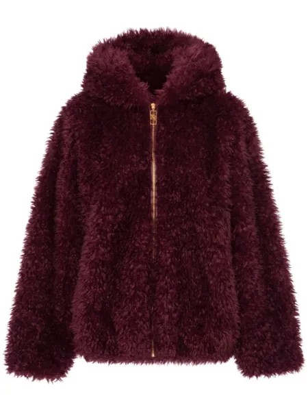 Elisabetta Franchi куртка из искусственного меха с капюшоном, красный