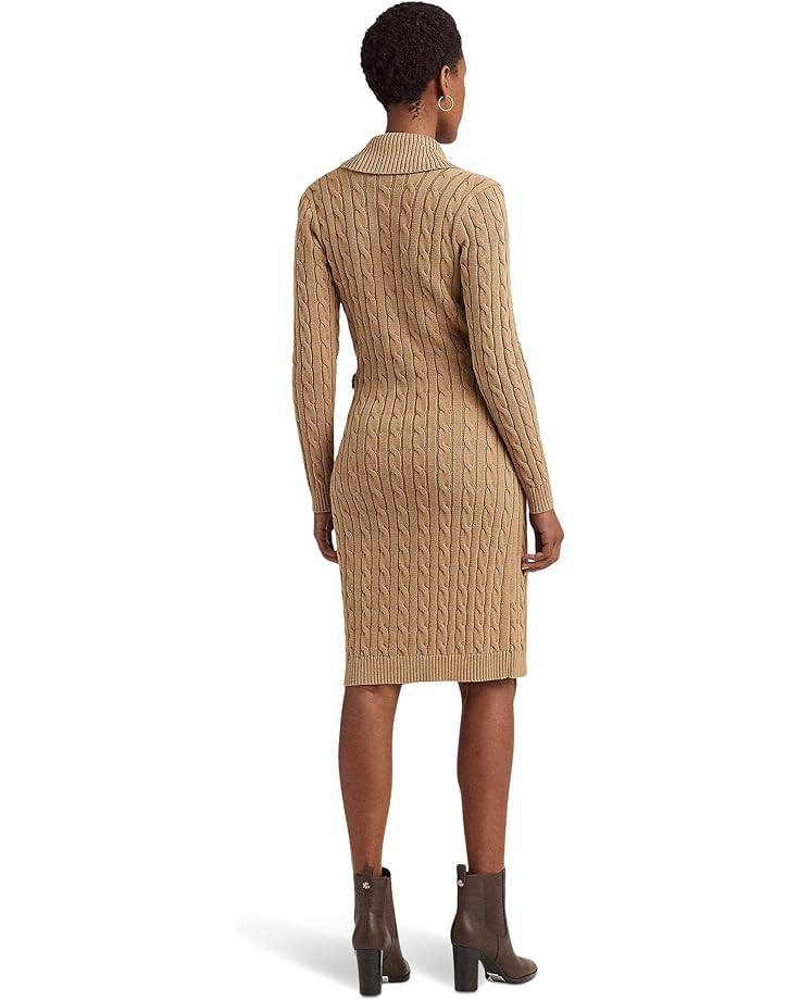 Платье LAUREN Ralph Lauren Cable-Knit Buckle-Trim Sweater Dress, цвет Classic Camel