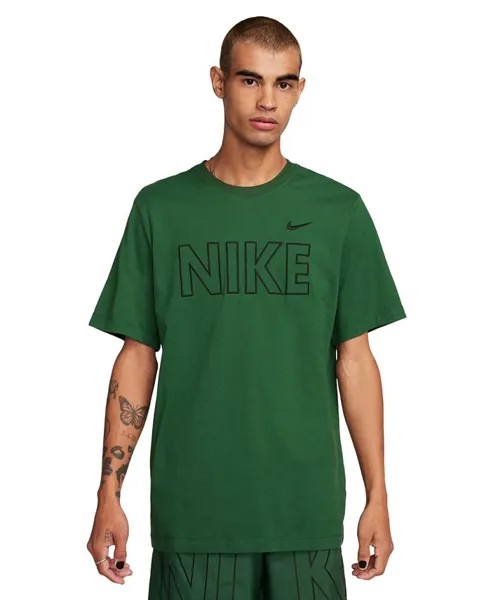 Мужская спортивная футболка с короткими рукавами и логотипом с круглым вырезом Nike, зеленый