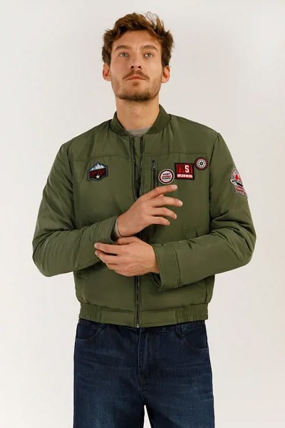 Бомбер мужской Finn Flare UA19-27016 зеленый XL