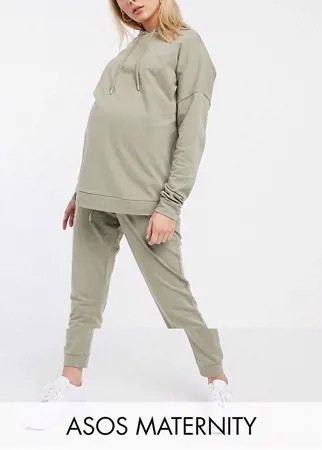 Спортивный костюм цвета хаки из худи и джоггеров ASOS DESIGN Maternity-Зеленый цвет