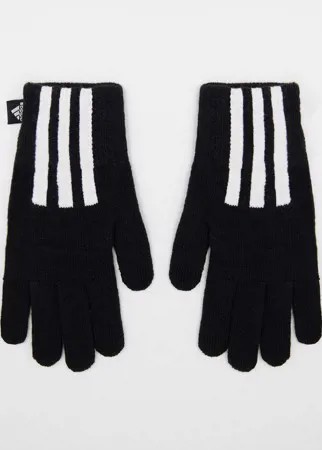 Черные перчатки с тремя полосками adidas-Черный цвет