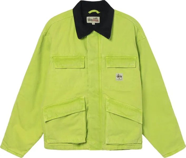 Куртка Stussy Washed Canvas Shop Jacket 'Lime', зеленый