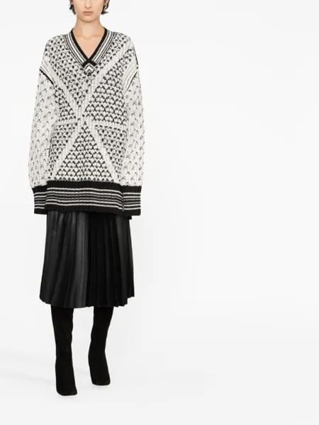 MM6 Maison Margiela джемпер с V-образным вырезом, белый