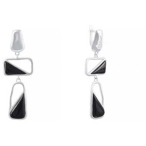 Серьги ELEMENT47, серебро, 925 проба, оникс