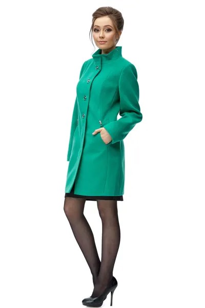 Пальто женское МОСМЕХА 8002485 зеленое 44 RU