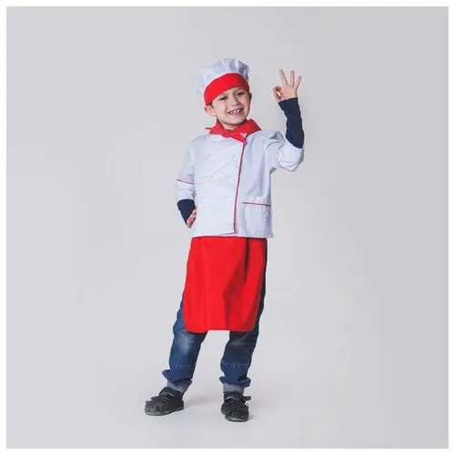 Детский карнавальный костюм 'Повар', колпак, куртка, фартук, косынка, 4-6 лет, рост 110-122 см