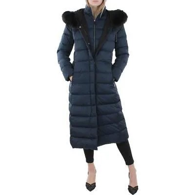 Tahari Женское темно-синее зимнее длинное пуховое пальто Верхняя одежда L BHFO 3996