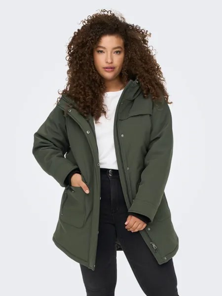 Куртка ONLY Parka Mantel Winter Jacke Große Übergröße Curvy Plus Size, темно зеленый