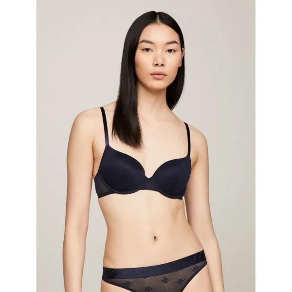 Бюстгальтер Tommy Hilfiger Monogram Lace Plunge Padded Demi Bra, черный