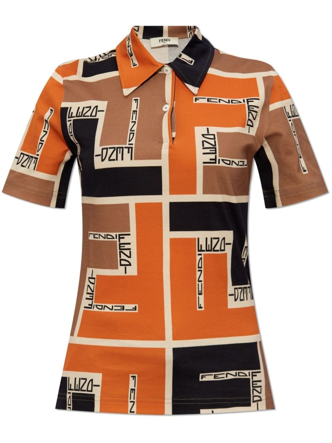 FENDI рубашка поло с принтом Maxi FF Puzzle, оранжевый