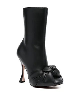 GIAMBATTISTA VALLI Женские черные кожаные ботинки на каблуке с круглым носком 39,5