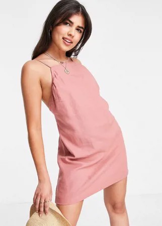 Рыжее платье мини с открытой спиной в стиле 90-х Abercrombie & Fitch-Красный