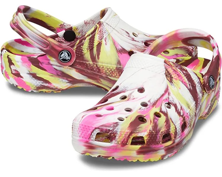 Сабо Classic Marbled Tie-Dye Clog Crocs, розовый электрик