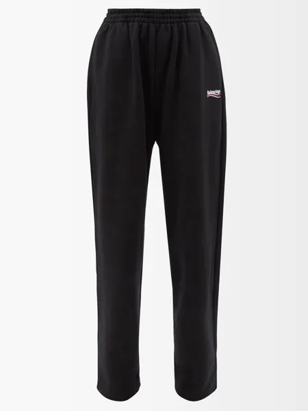 Спортивные брюки из хлопкового джерси с вышитым логотипом Balenciaga, черный
