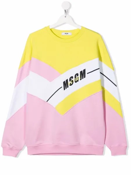 MSGM Kids толстовка с логотипом и вставками