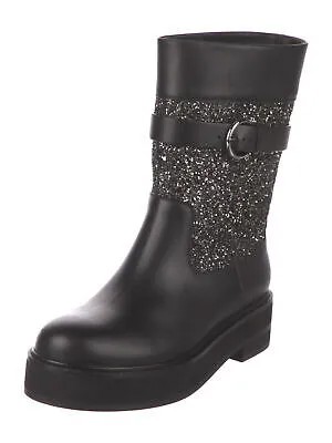 Женские туфли SALVATORE FERRAGAMO, черные, 1 дюйм, на платформе, парижском, на блочном каблуке, кожаные, байкерские, 5,5 C